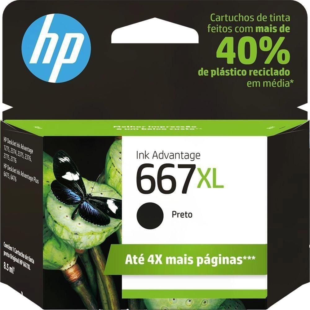 Cartucho Preto Original HP 667XL Ink Advantage de Alto Rendimento 3YM81AL em Promoção | Ofertas na Americanas